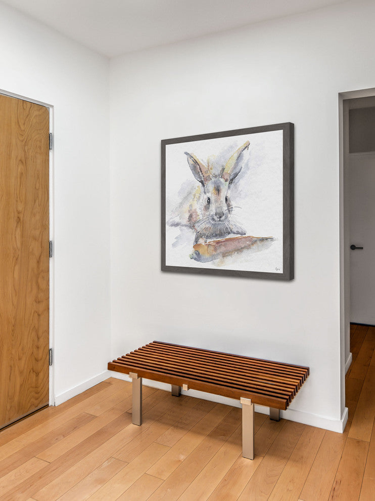 "Happy Rabbit" Framed Painting Print, 24"x24"