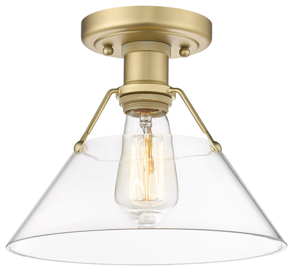 Golden Lighting 3306-FM CLR Orwell 10\"W Semi-Flush Ceiling - Brushed Champagne