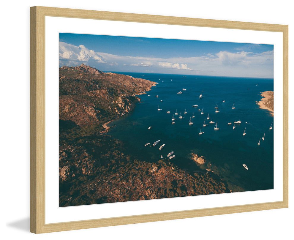 "Sailboats at Sea" Framed Painting Print