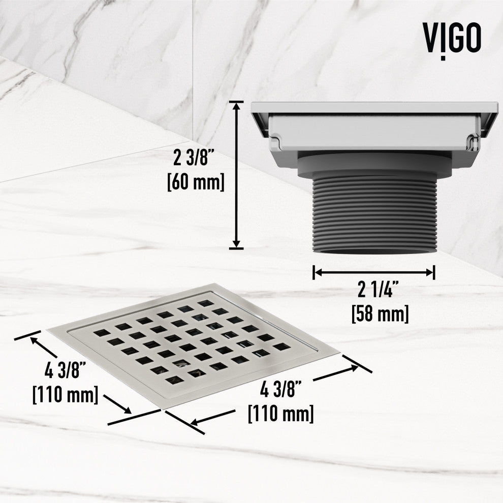 VIGO Elan Linear Shower Drain, Brushed Nickel, 4"
