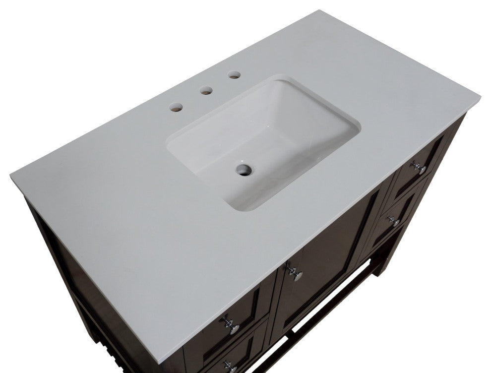 Lakeshore 42" Bathroom Vanity, Chocolate, Engineered White