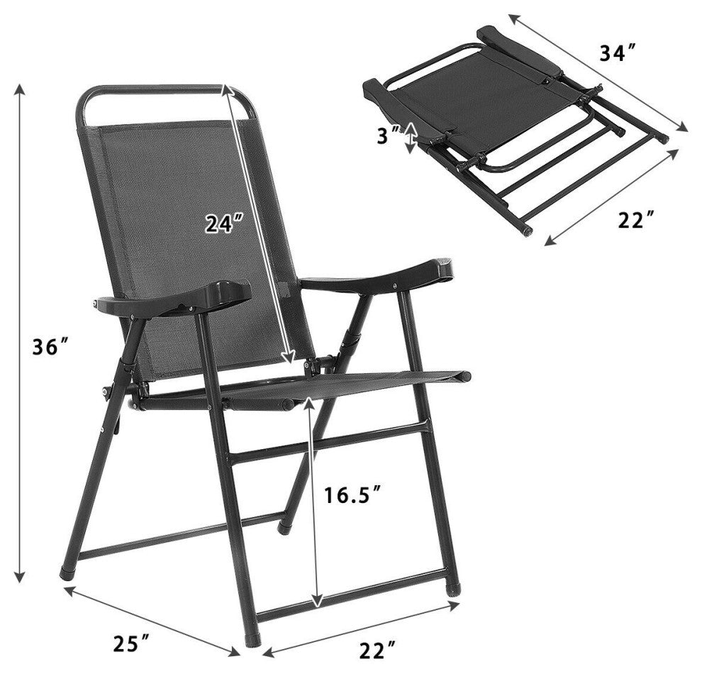 Costway Set Of 4 Folding Sling Chairs Patio Furniture Camping Pool With Armrest