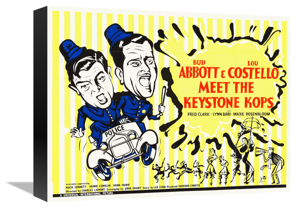 "Abbott & Costello - Meet The Keystone Kops" Canvas Giclee, 16"x12"