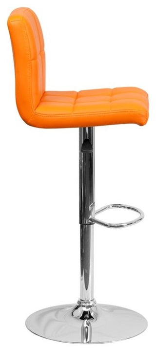 Estella Mid-Back Orange Quilted Vinyl Swivel Adjustable Bar/Counter Stool