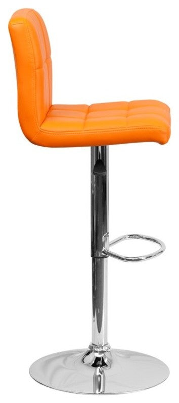 Estella Mid-Back Orange Quilted Vinyl Swivel Adjustable Bar/Counter Stool
