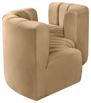 Arc Velvet Upholstered 4-Pc. Facing Modular Sectional, Camel