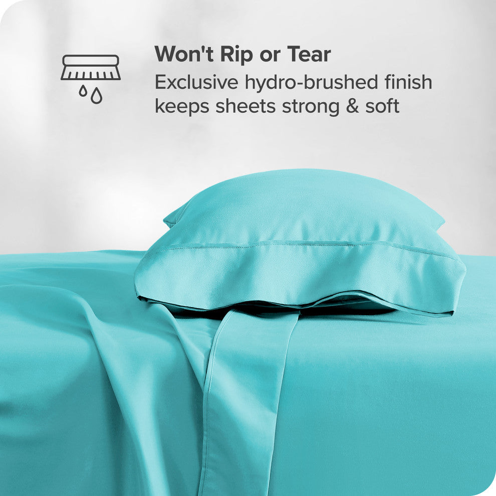 Bare Home Twin XL 1800 Microfiber Sheet Set, Aqua