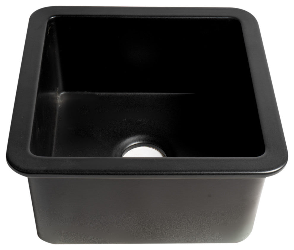 ALFI brand ABF1818S-BM Black Matte Undermount / Drop In Fireclay Prep Sink