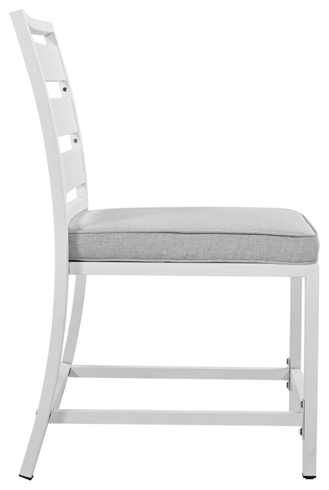 5-Piece Outdoor Steel Patio Dining Set with table and four chairs, White
