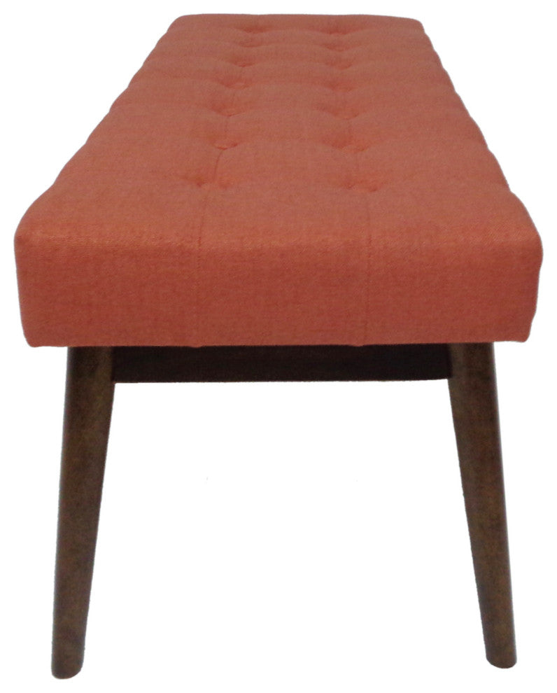 GDF Studio Flora Mid Century Tufted Fabric Ottoman, Coral