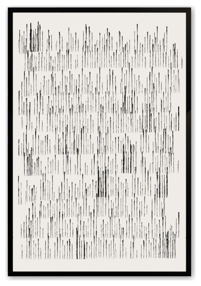 Satin Black 24" x 36" Abstract Lines Framed Print