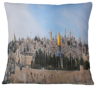 Jerusalem Cityscape Panorama Photography Throw Pillow, 18"x18"