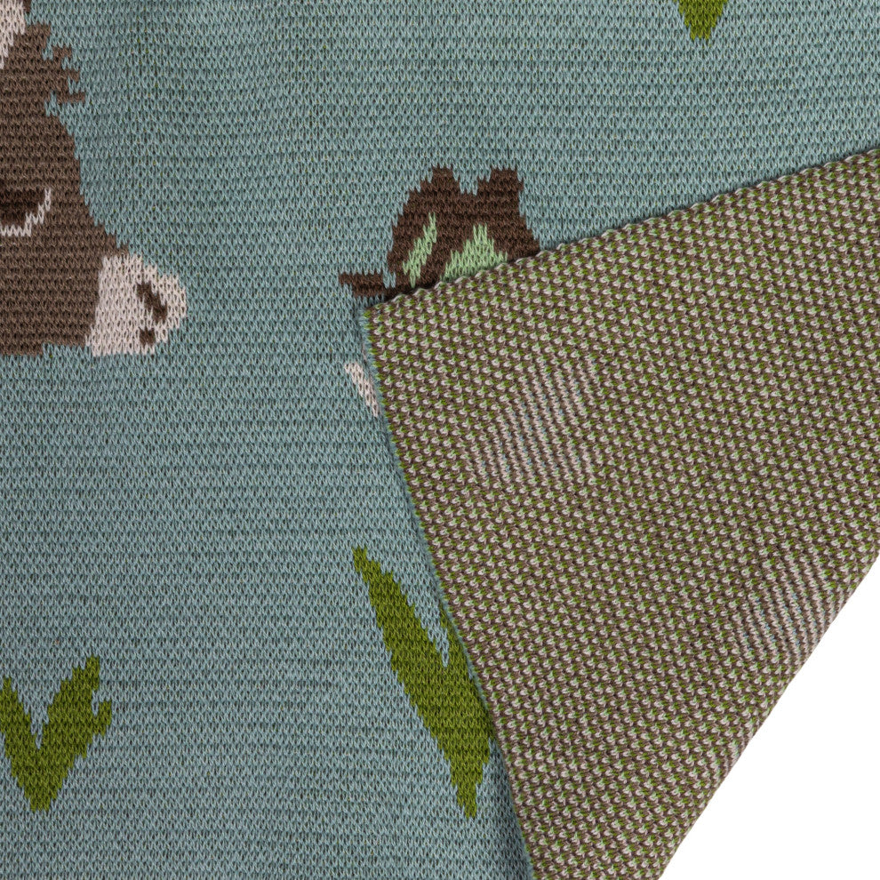 Cotton Knit Baby Blanket With Donkey Prints, Multicolor