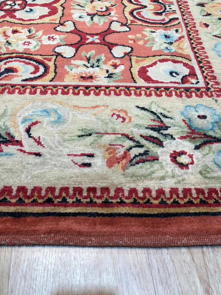 Red Transitional Floral Spanish Style Area Rug
