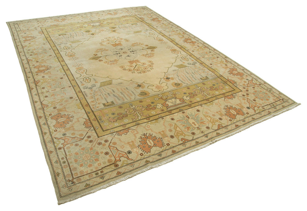 Rug N Carpet - Handmade Oriental 10' 0" x 13' 7" Low Pile Large Oushak Rug