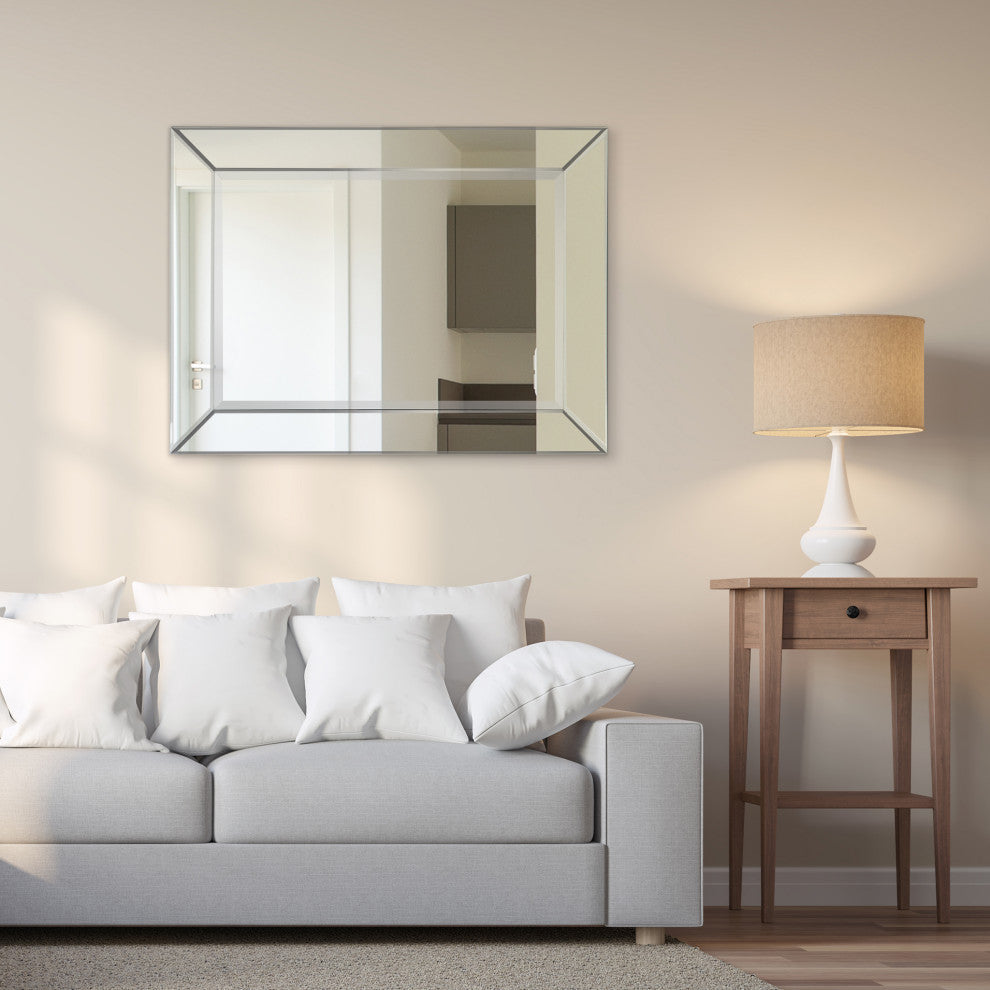 Modern Beveled Rectangle Wall Mirror, 1"-Beveled Center Mirror, 40"x 30"