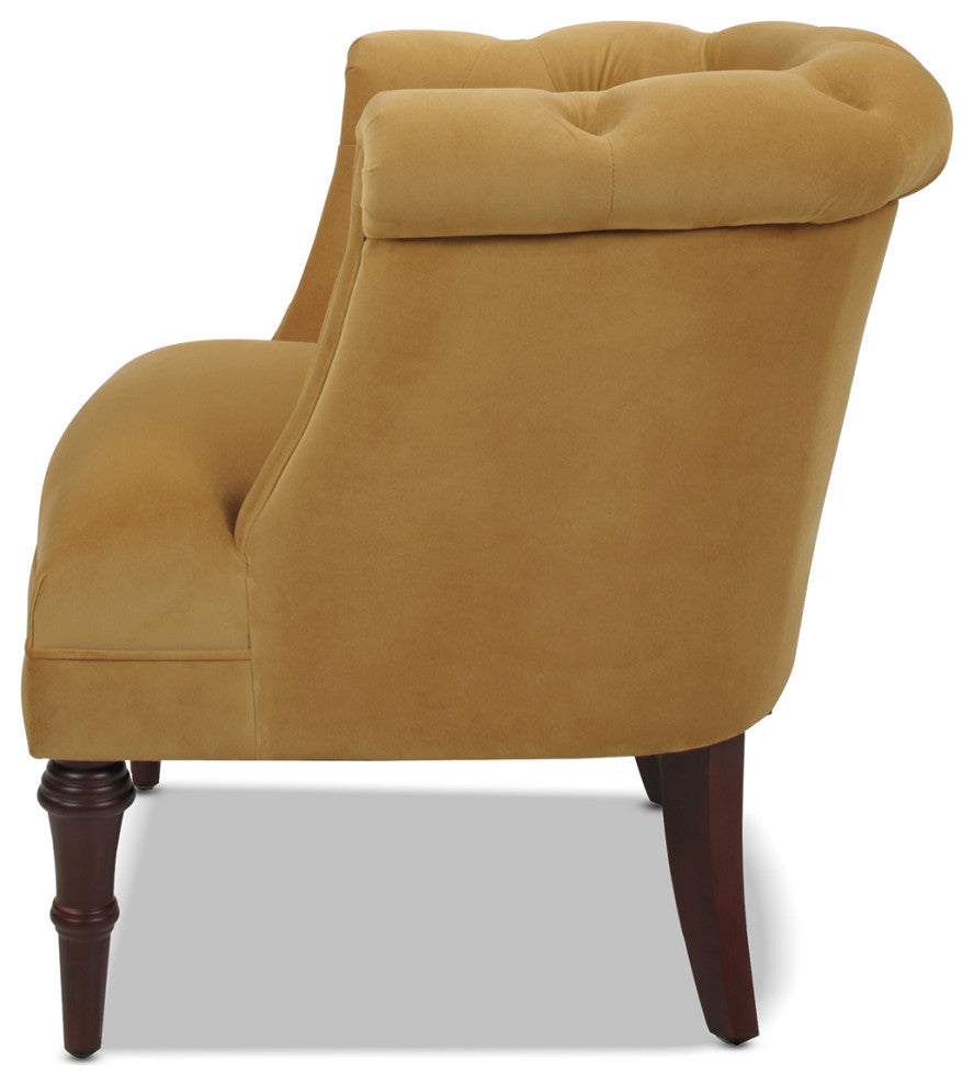 Katherine Tufted Accent Chair, Gold Velvet
