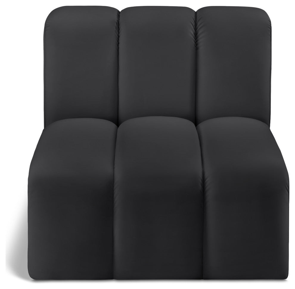 Arc Upholstered Modular Component, Black, 1-Piece: Straight Chair, Vegan Leather
