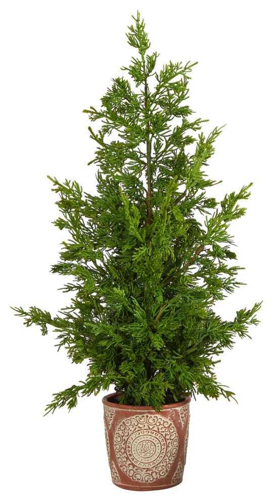 T3397 28 Cedar Pine Natural Look Artificial Tree in Decorative Planter