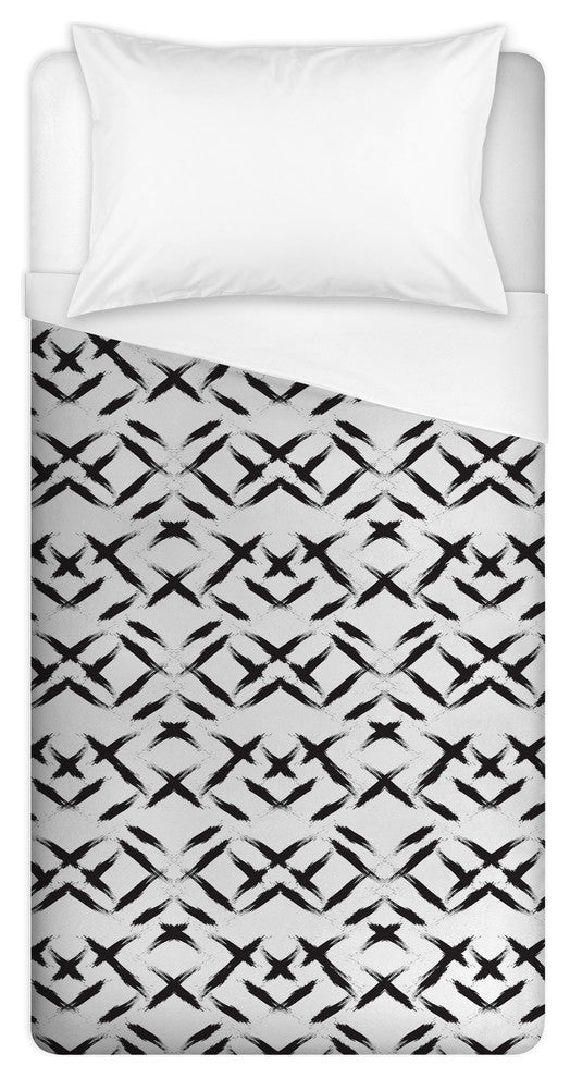Black Brush Strokes Twin Duvet Cover