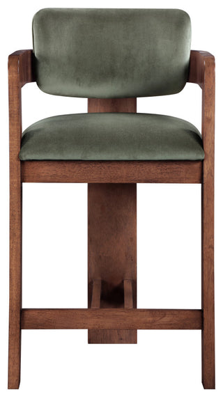 Sacha Upholstered Bar and Counter Stool, Green, Velvet, Brown