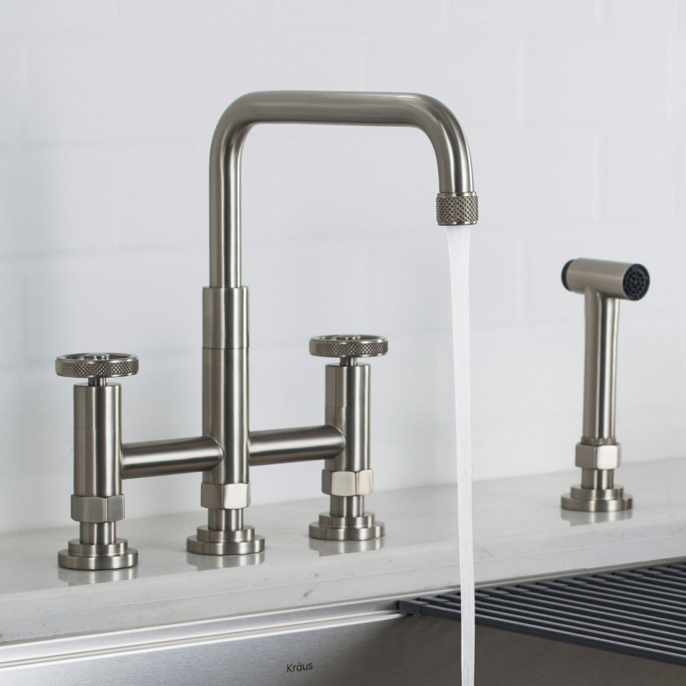 Urbix Bridge Kitchen Faucet, Spot Free Stainless Steel