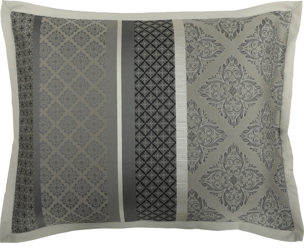 Tefia 7 Piece Comforter Set, Grey, Queen