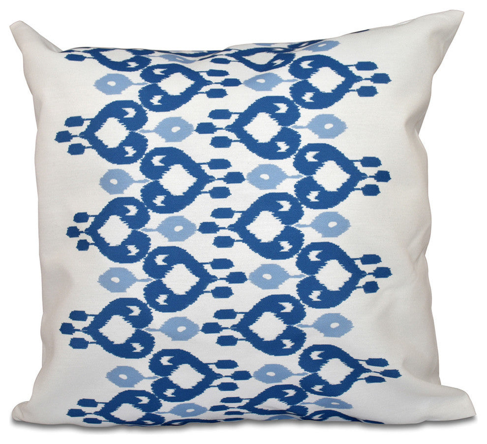 Boho Chic , Geometric Print Pillow, Blue, 18"x18"