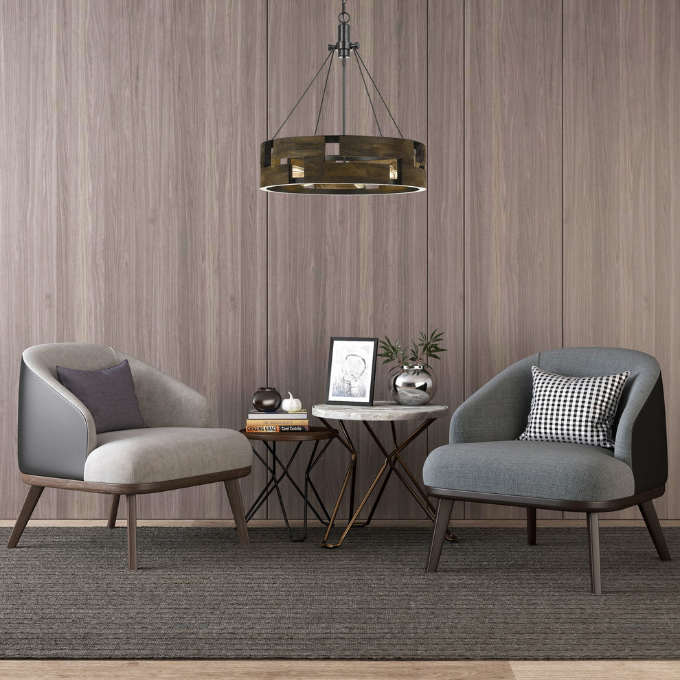 60W Bradford Metal, Wood Chandelier