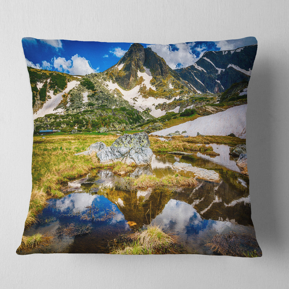 Stunning Mountains in Rila Lakes District Landscape Printed Pillow, 18"x18"