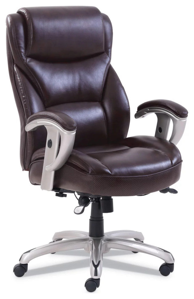 Comfortable Office Chair, Memory Foam Seat With Bonded Leather Upholstery, Black