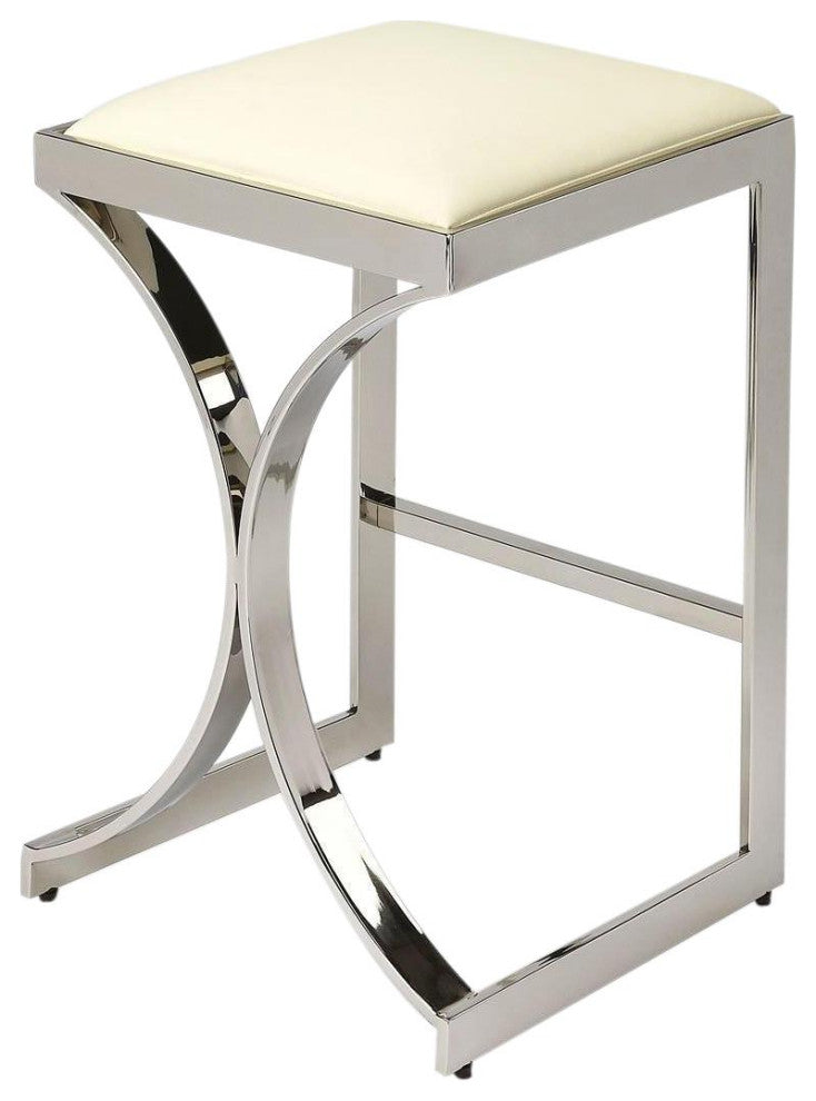 Contemporary Silver Backless Counter Stool