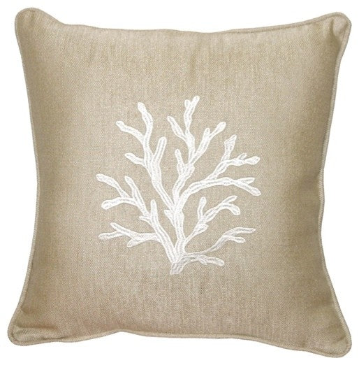 Pillow Decor - Sea Coral in Cream 17 x 17 Throw Pillow