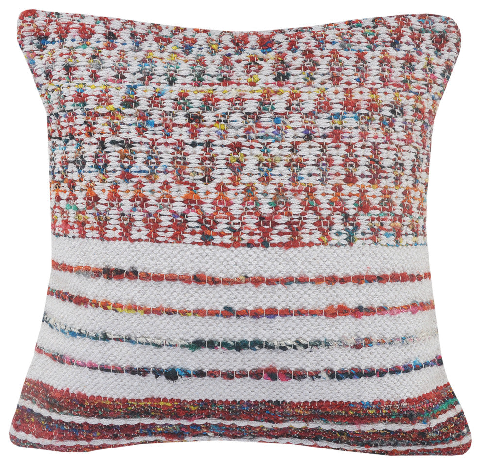 Colorful Chindi Geometric Patterned Throw Pillow