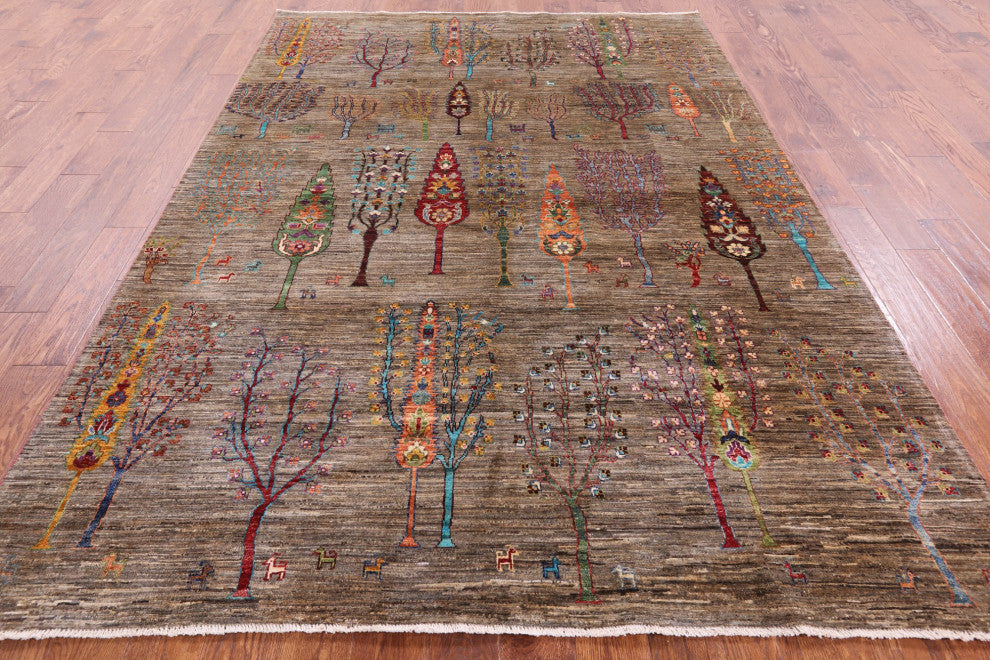 6' 7" X 9' 6" Tribal Persian Gabbeh Hand Knotted Wool Rug Q5655