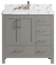 Malibu 36 Center Sink Bath Vanity in Elephant Skin Gray 2" Viola Brown