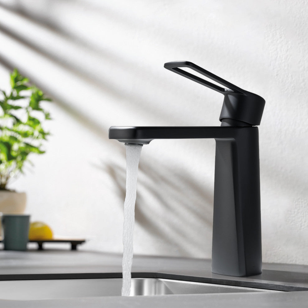 Paula Single Hole Single-Handle Bathroom Faucet, Matte Black