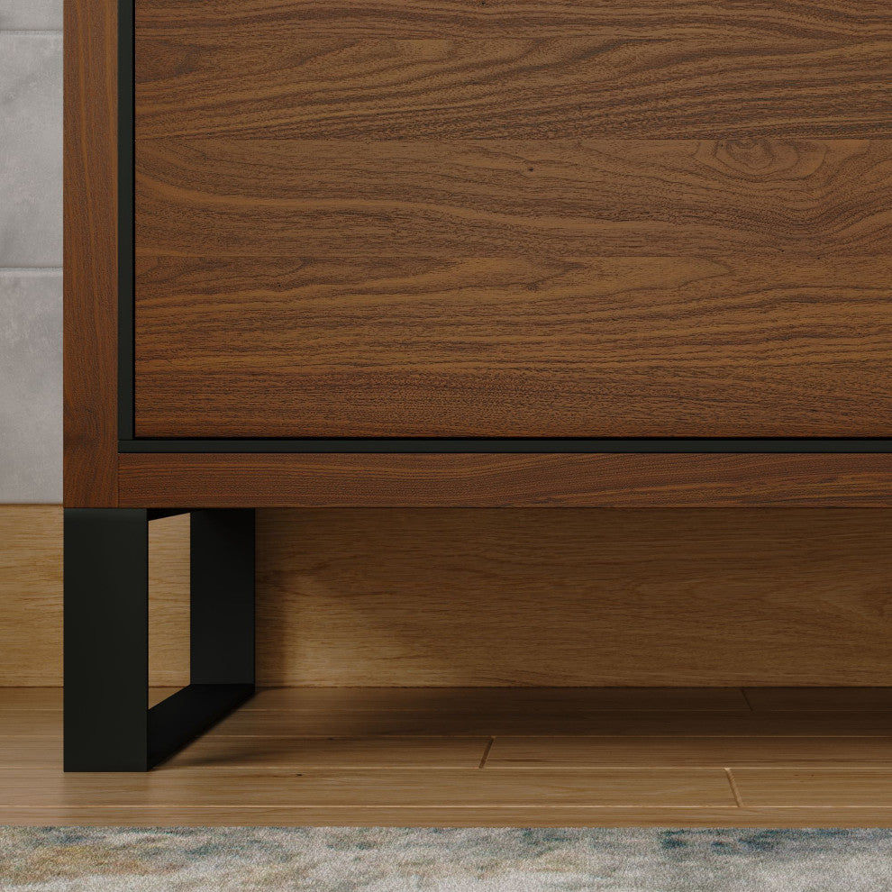 Bradford Bath Vanity, Walnut, 36", Black Hardware, Single Sink, Freestanding
