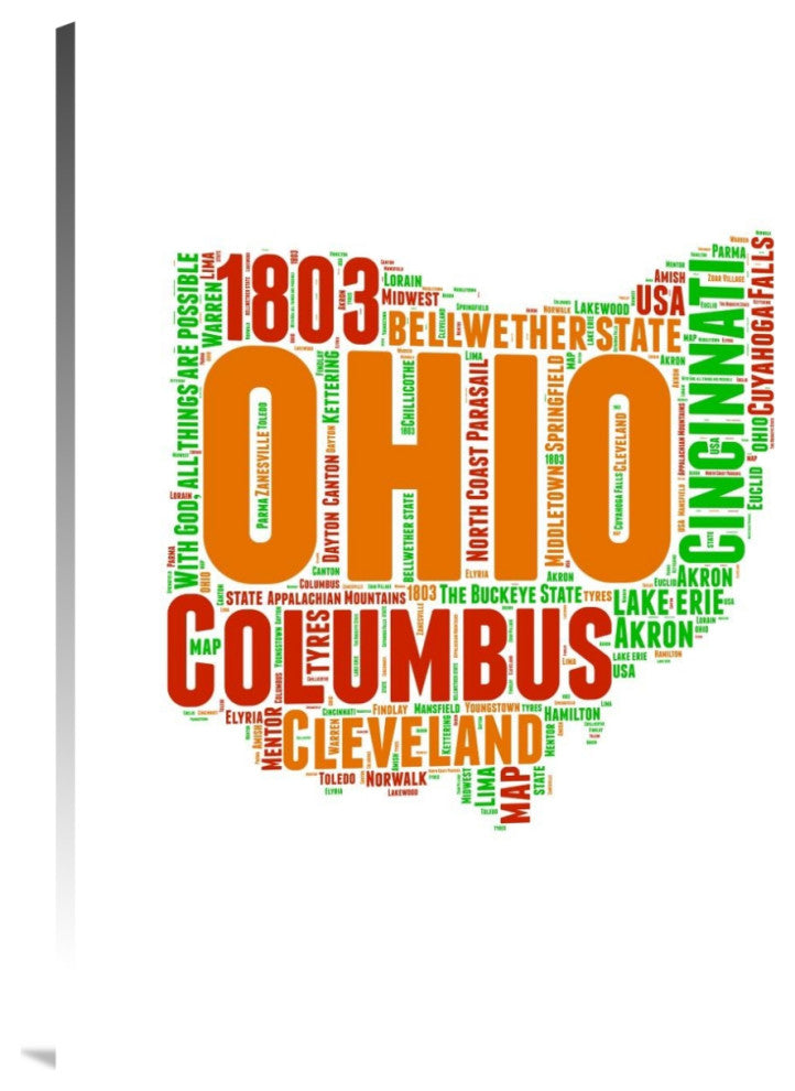 "Ohio Word Cloud Map" Fine Art Print