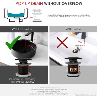 STYLISH Matte Black Pop-Up Bathroom Sink Drain without Overflow