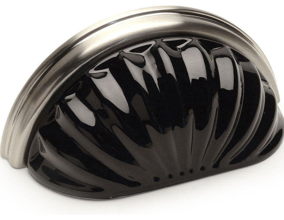 Real Glass Cabinet Cup Pulls - 6381SN-BL Satin Nickel Cabinet Cup Pull, Set of 5