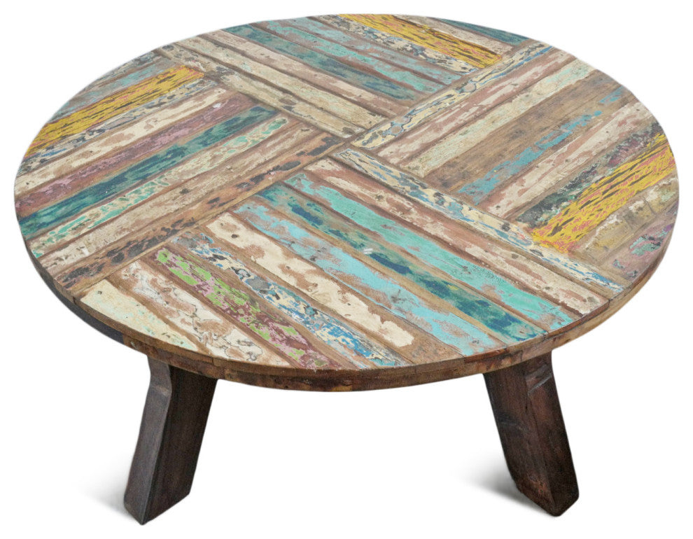Reclaimed Round Boat Wood Coffee Table 1