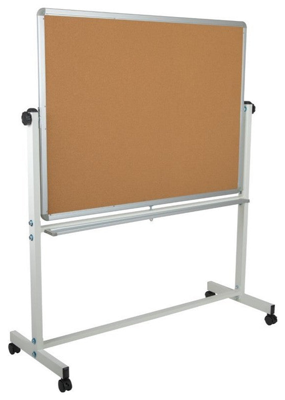 Hercules Reversible Cork and White Board Stand With Pen Tray, 53"x62.5"