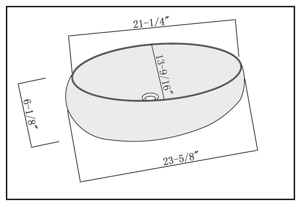 Fine Fixtures White Vitreous China Bulging Oval Vessel Sink
