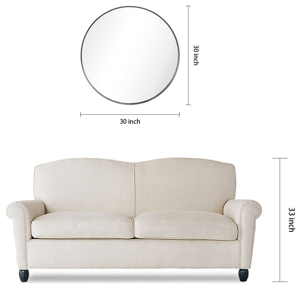 Ultra Stainless Steel Round Wall Mirror- 30"x30", Polished Silver