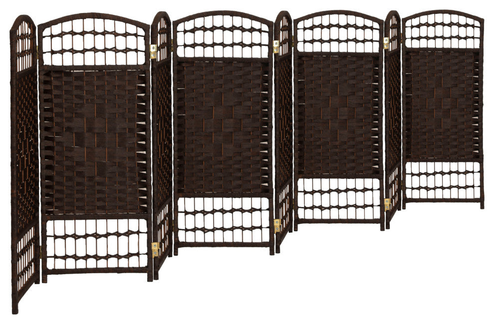 3 ft. Short Fiber Weave Room Divider Dark Mocha 8 Panels