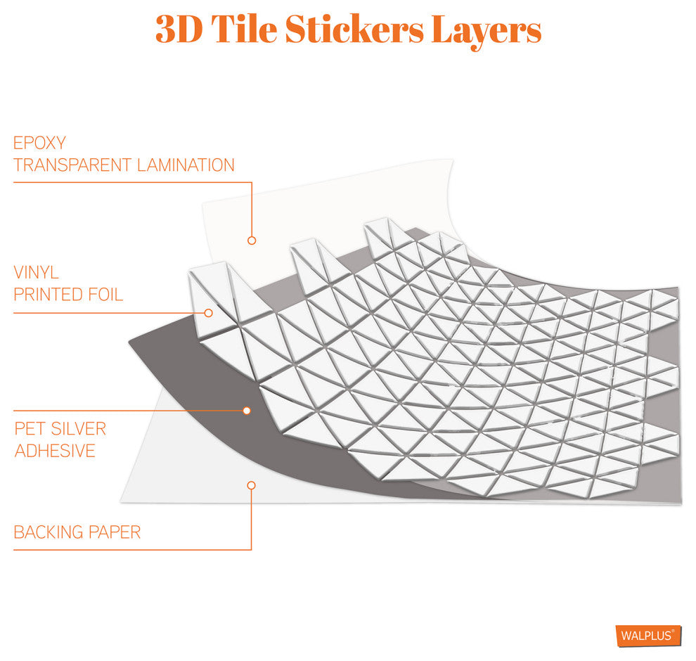12"x6" Honey Hexa Grey Glossy 3D Tile Stickers, Set of 12