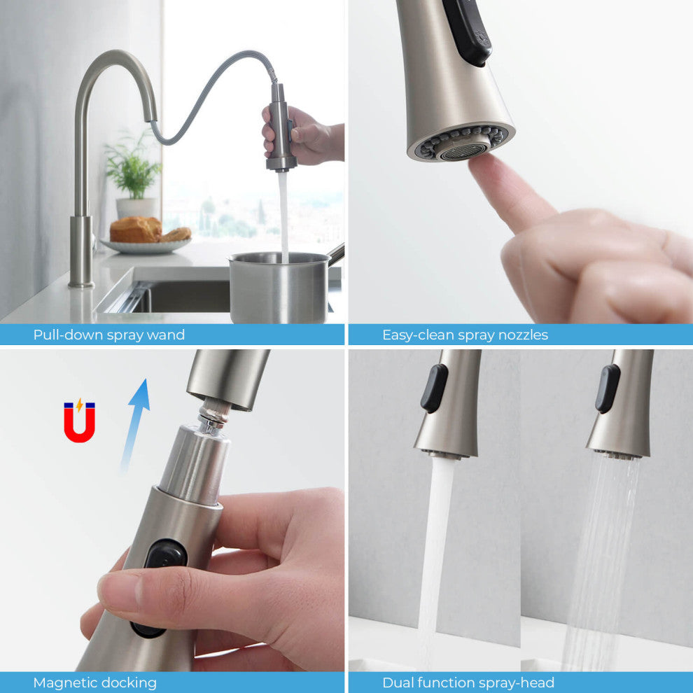 Napa Single Handle Pull Down Faucet, Brushed Nickel, W/ Soap Dispenser