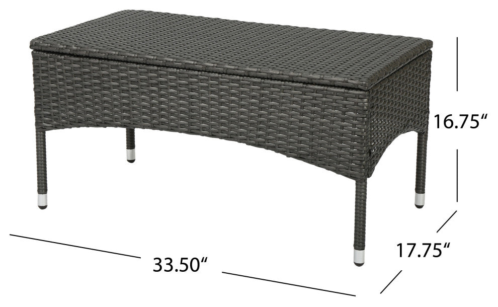 GDF Studio 4-Piece Olivera Outdoor Gray Wicker Chat With Cushions Set