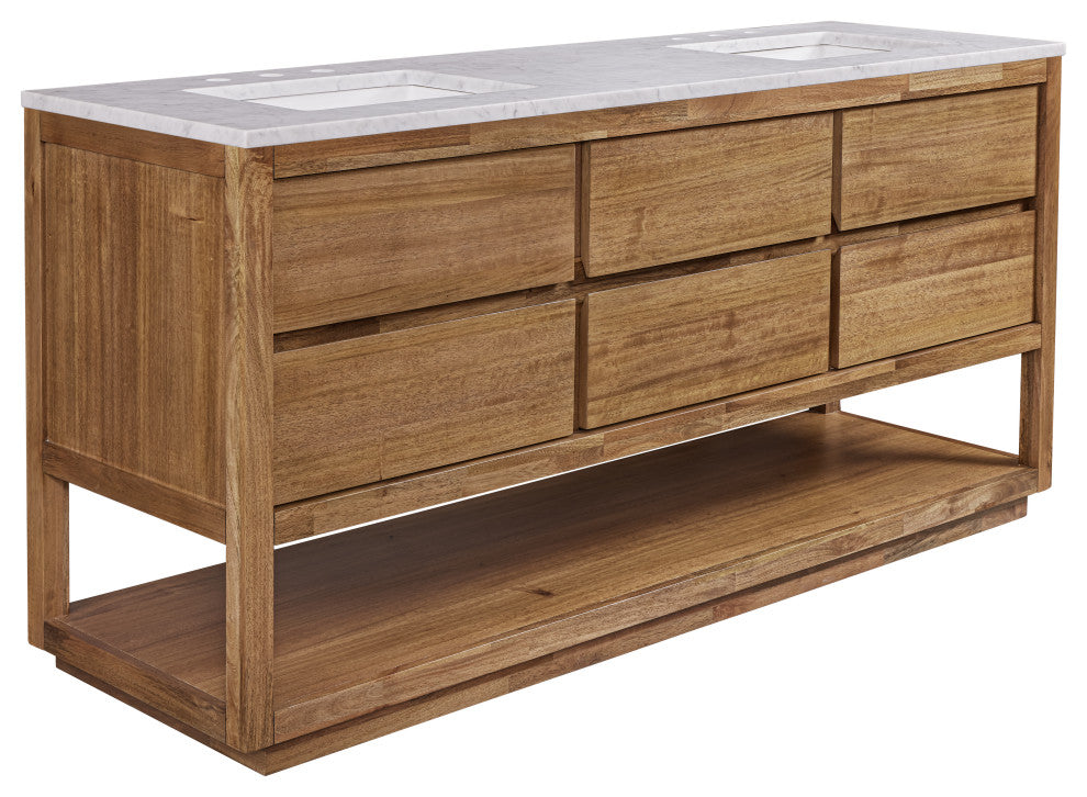 Oakman Marble Top Vanity in Mango Wood, 72